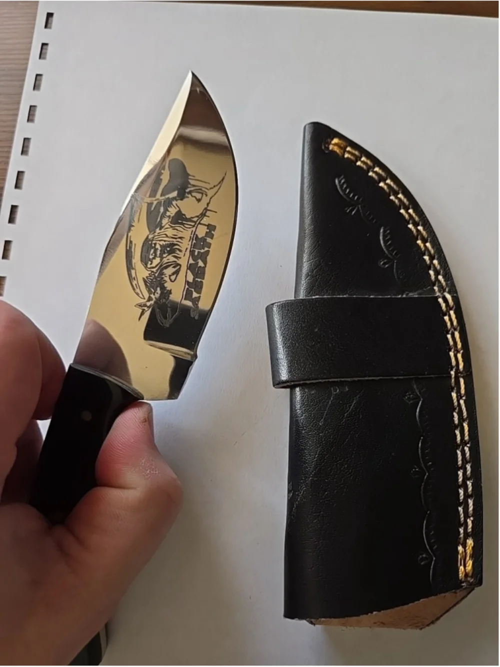 Custom Handmade Fixed Blade Knife W/ BLACK SABBATH Etched In Blade 8